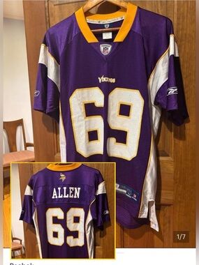 Vintage REEBOK NFL JARED ALLEN MINNESOTA VIKINGS Football Jersey